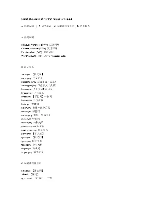 wordnet关系词