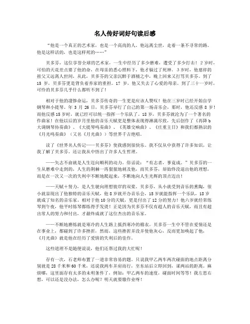 名人传好词好句读后感