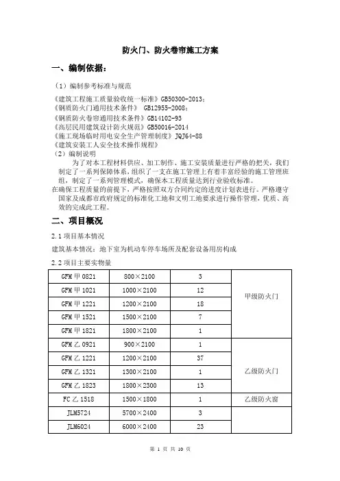 防火门、防火卷帘施工方案7-62