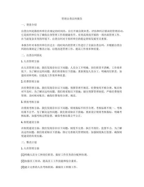 管理自查自纠报告