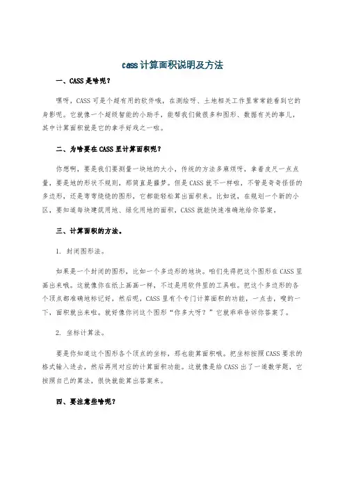 cass计算面积说明及方法