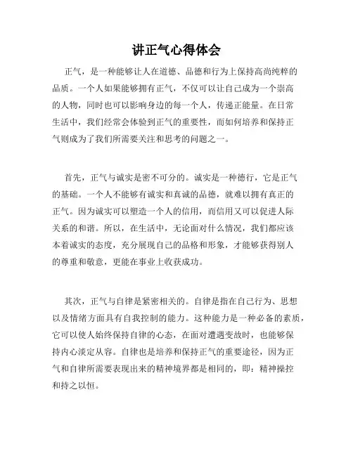 讲正气心得体会