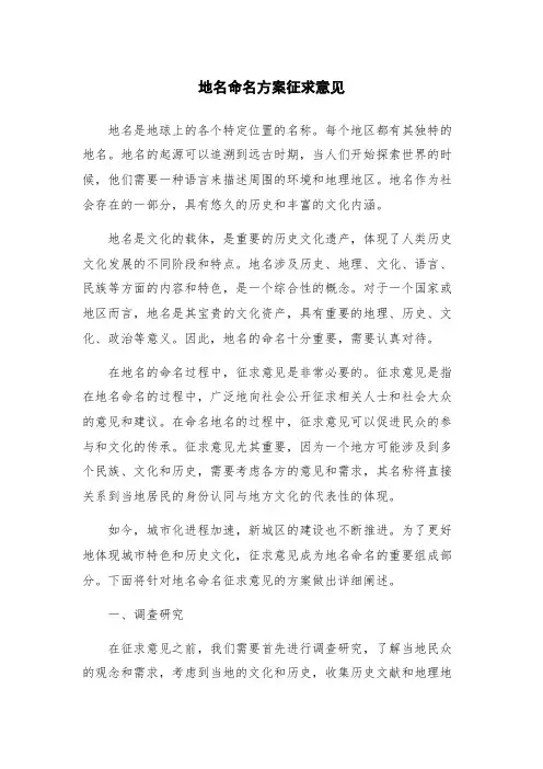 地名命名方案征求意见