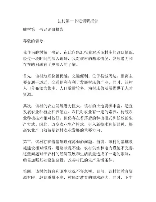 驻村第一书记调研报告