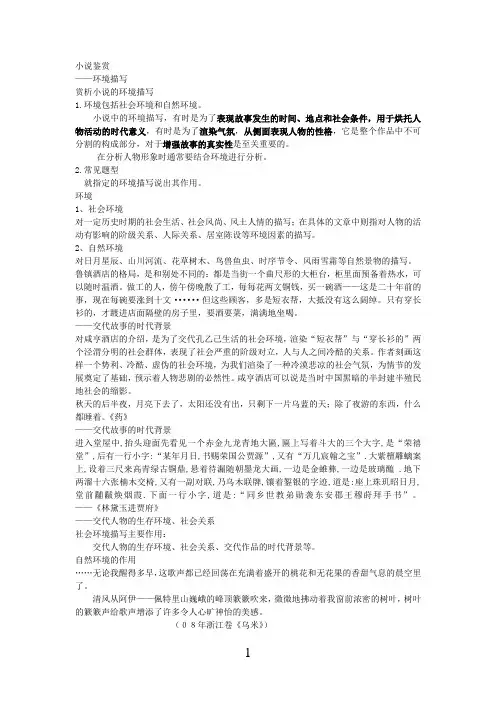 小说鉴赏之环境