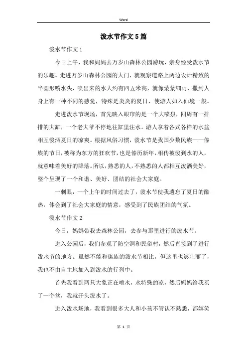 泼水节作文5篇