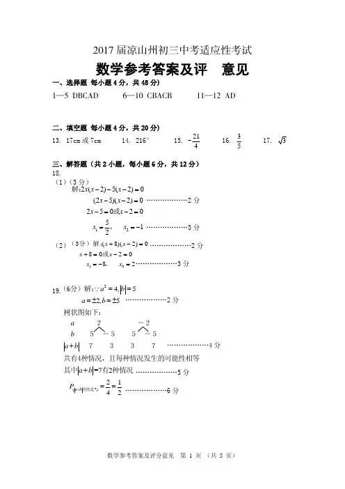 适应性数学参答
