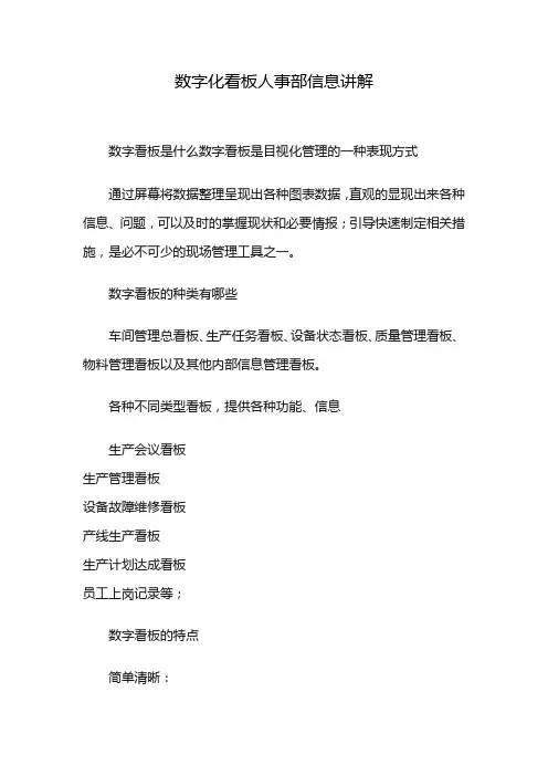 数字化看板人事部信息讲解
