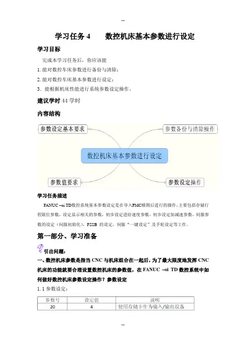 学习任务  数控机床基本参数进行设定
