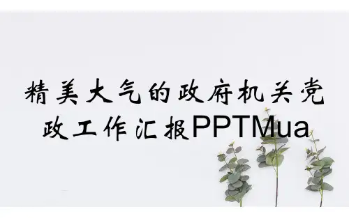 精美大气的政府机关党政工作汇报PPTMua