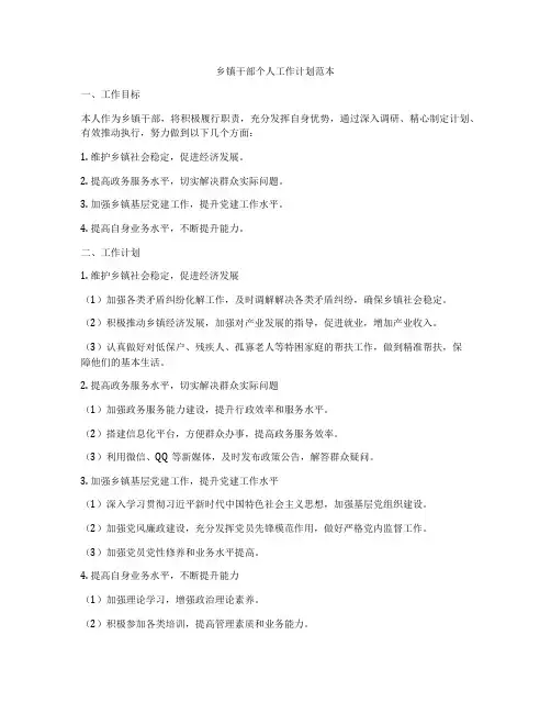 乡镇干部个人工作计划范本