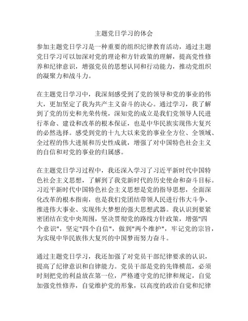 主题党日学习的体会