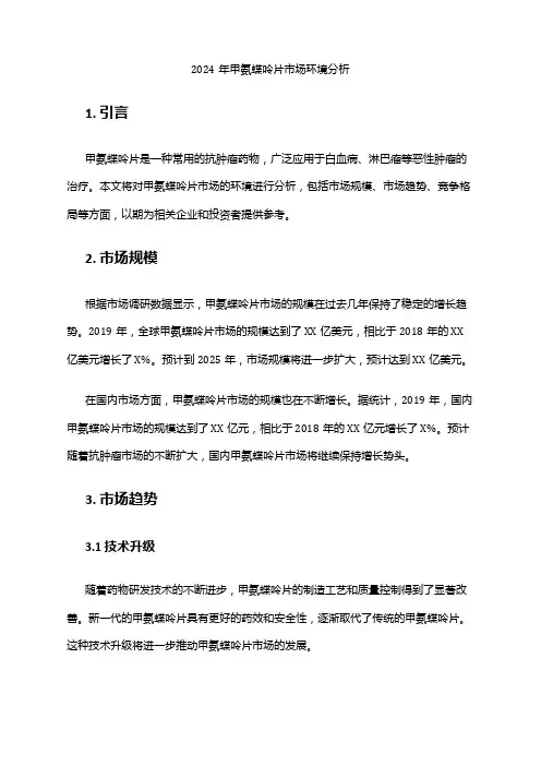 2024年甲氨蝶呤片市场环境分析