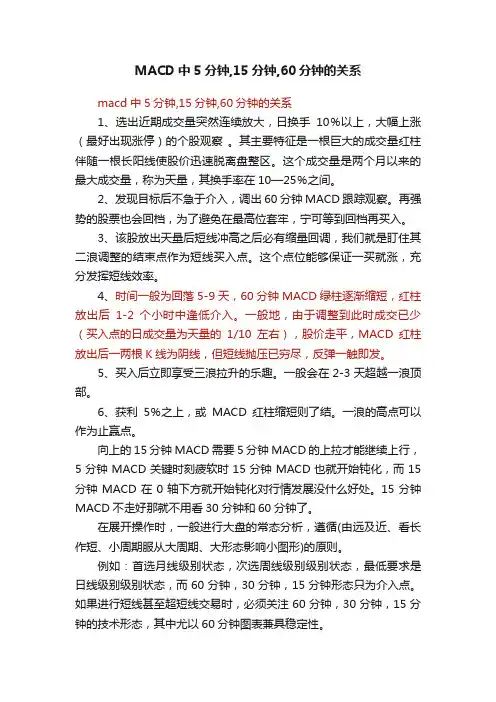 MACD中5分钟,15分钟,60分钟的关系