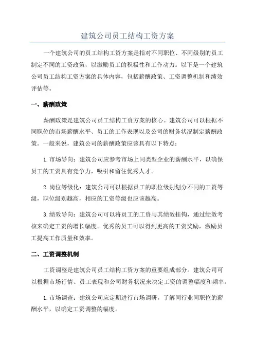 建筑公司员工结构工资方案