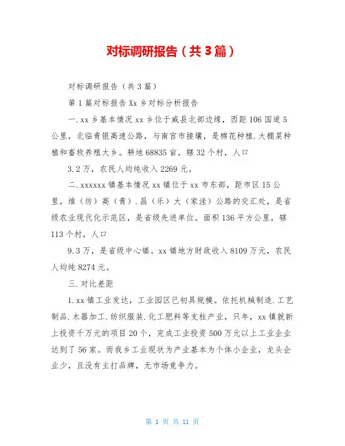 对标调研报告(共3篇)