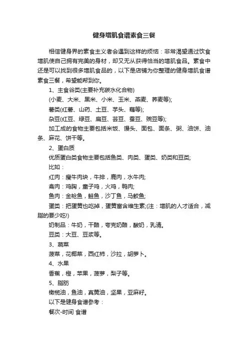 健身增肌食谱素食三餐