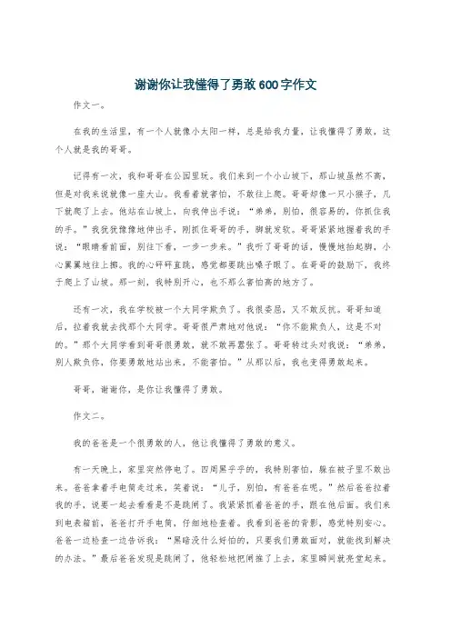 谢谢你让我懂得了勇敢600字作文