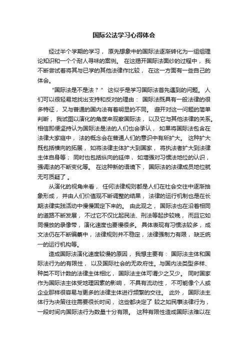 国际公法学习心得体会