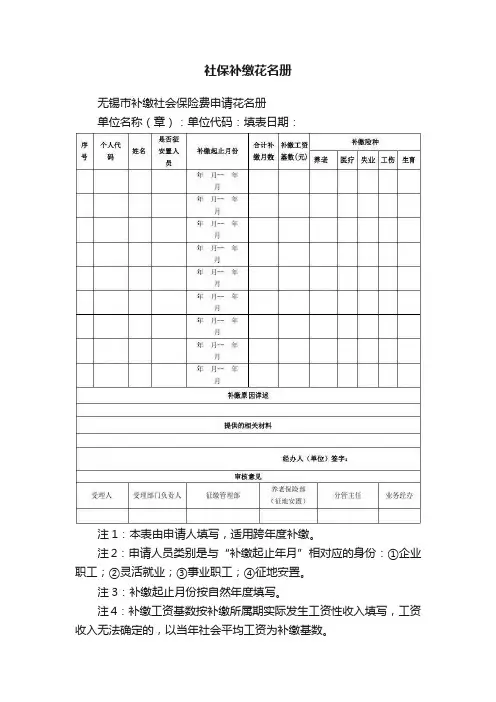 社保补缴花名册