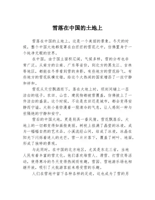 雪落在中国的土地上