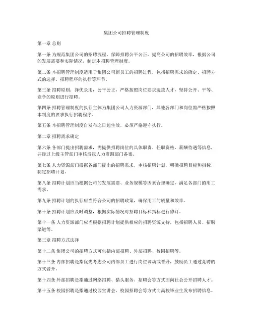 集团公司招聘管理制度