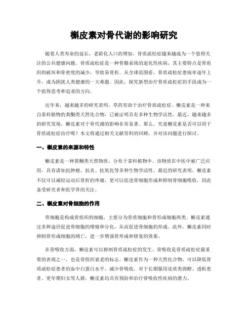槲皮素对骨代谢的影响研究