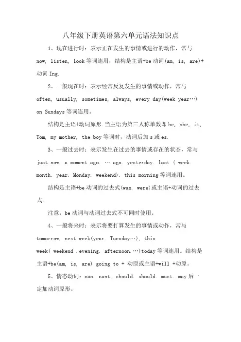 八年级下册英语第六单元语法知识点
