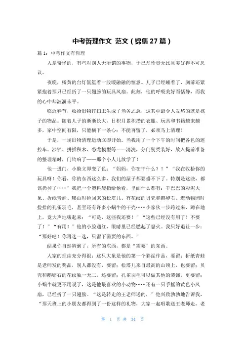 中考哲理作文 范文(锦集27篇)