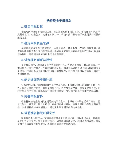 扶持资金申报策划