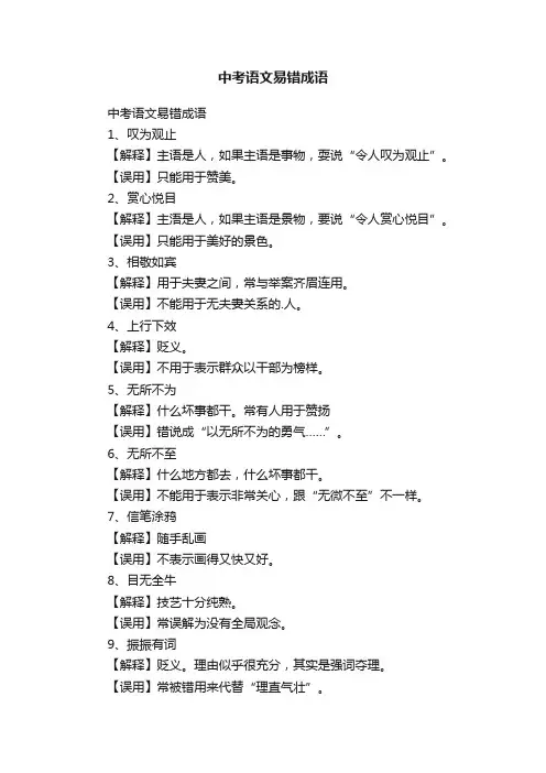 中考语文易错成语