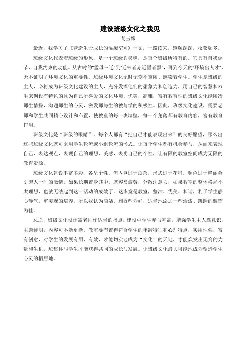 建设班级文化之我见