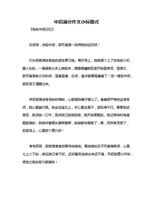 中招满分作文小标题式