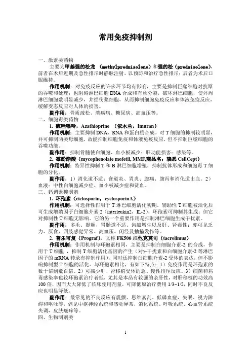 常用免疫抑制剂