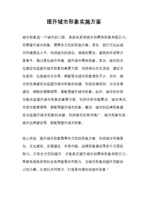 提升城市形象实施方案