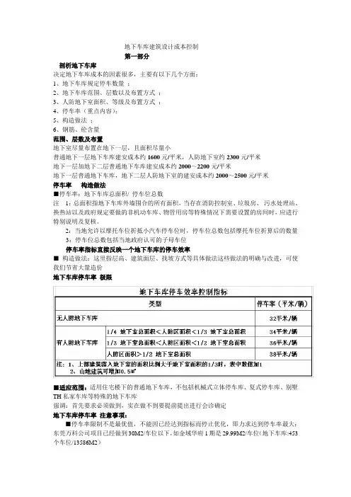 地下车库建筑设计成本控制