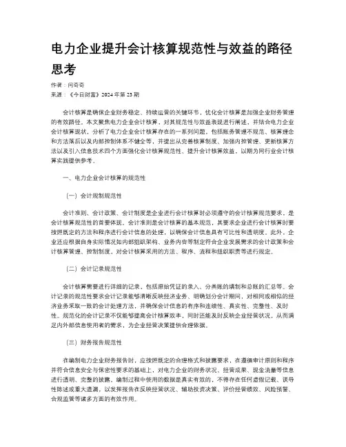 电力企业提升会计核算规范性与效益的路径思考