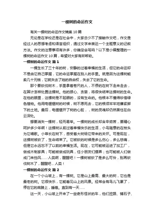 有关一棵树的命运作文锦集10篇