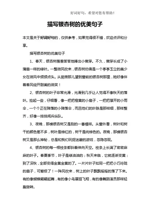 描写银杏树的优美句子