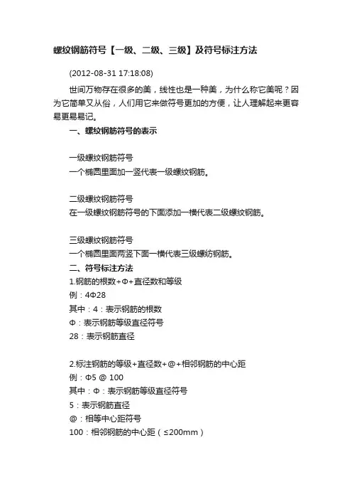 螺纹钢筋符号【一级、二级、三级】及符号标注方法