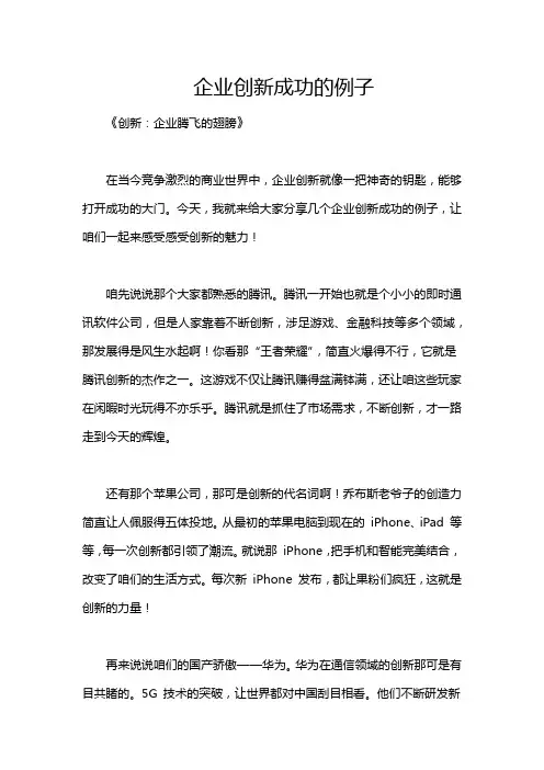 企业创新成功的例子