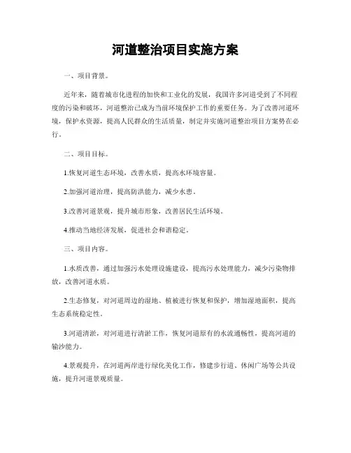 河道整治项目实施方案