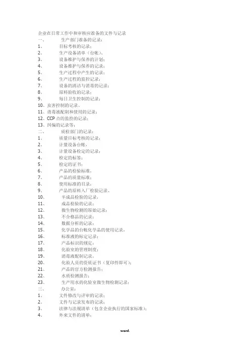 ISO22000资料清单(优选.)