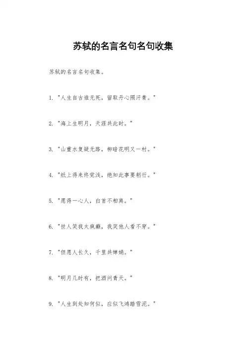 苏轼的名言名句名句收集
