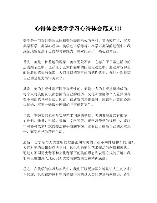心得体会美学学习心得体会范文(1)