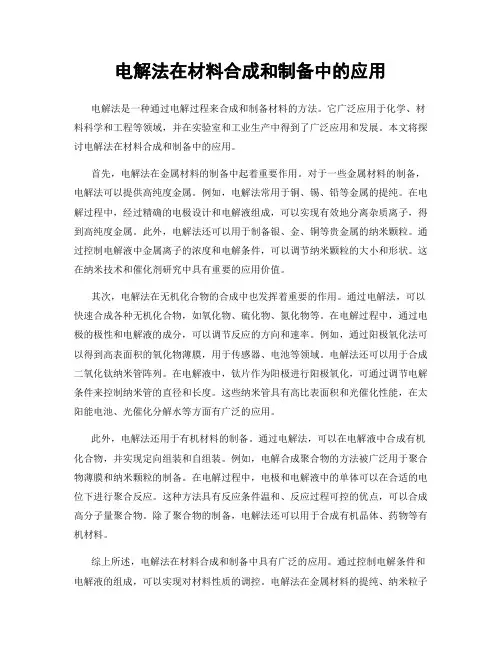 电解法在材料合成和制备中的应用