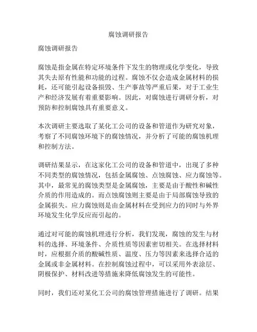 腐蚀调研报告