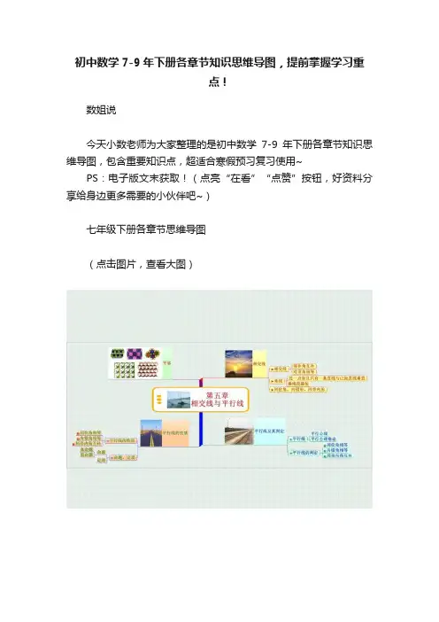 初中数学7-9年下册各章节知识思维导图，提前掌握学习重点！