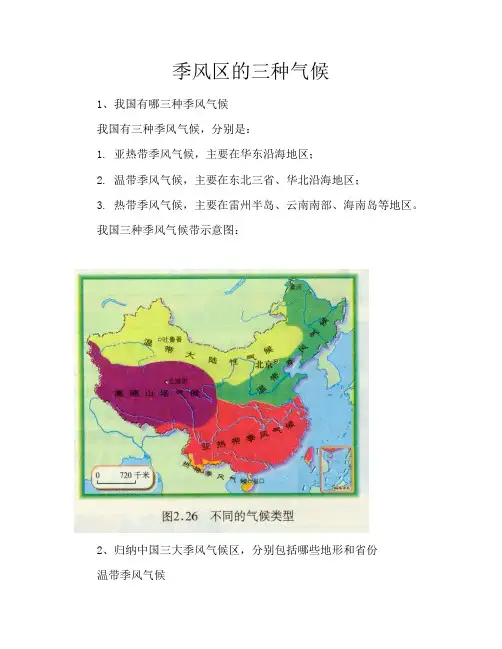 季风区的三种气候