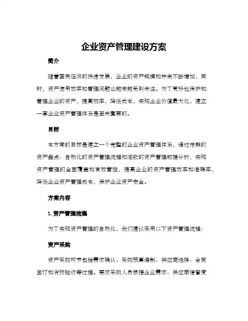 企业资产管理建设方案